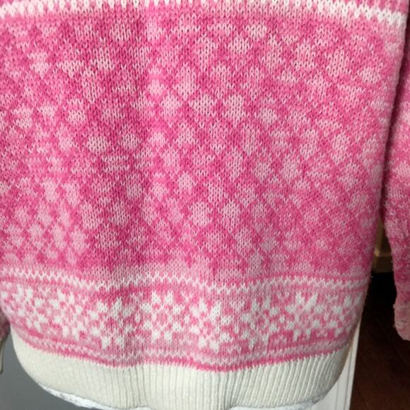 Vintage Pink and Cream Knit Crew Neck Sweater - Picture 5 of 7